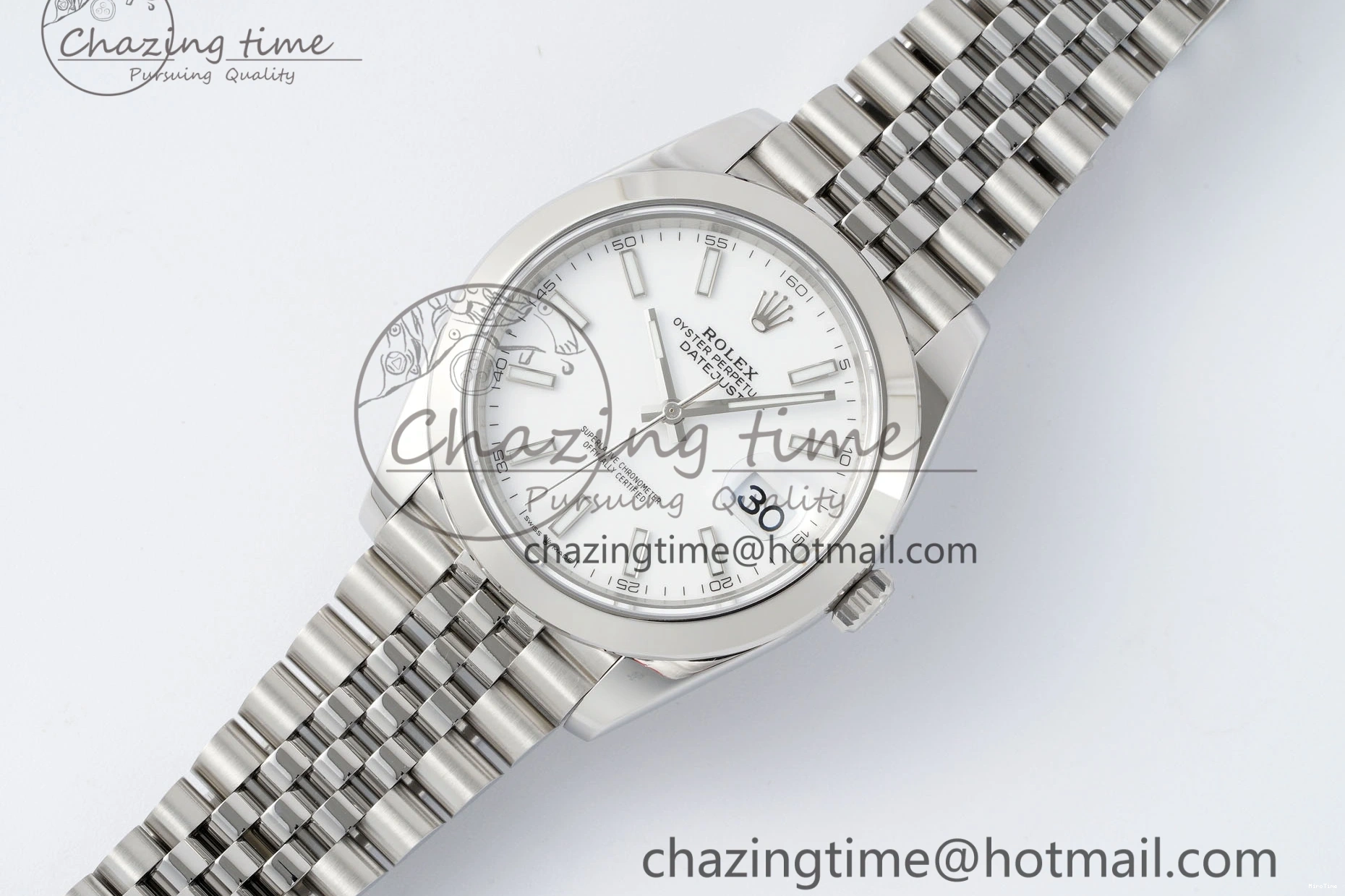 MiroTime 0508 RelaxedFit DateJust 41 SS Polished Bezel KING 1:1 Best Edition 904L Steel White Stick Dial on Jubilee Bracelet VR 2160